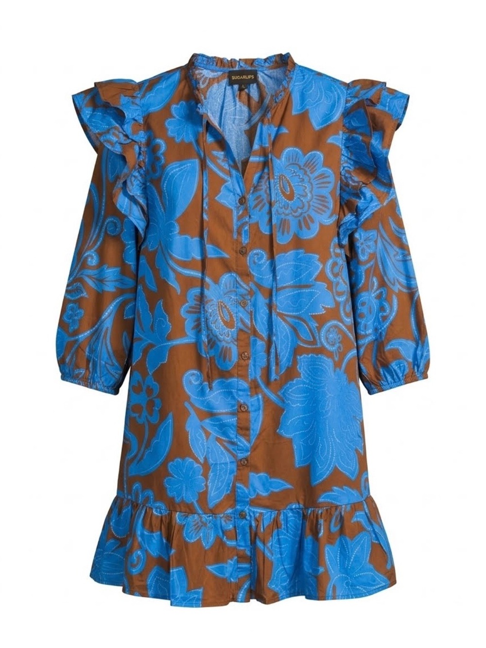 Sugarlips Ofelia Floral Sammy Ruffle Drop Waist Dress XL